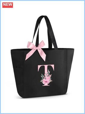 Personalized Monogrammed Waterproof Tote Bag with Zipper, Bridesmaid Gift